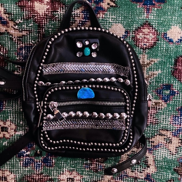 Custom “Tunisian Blues” Black Leather Moto Backpack main image 8